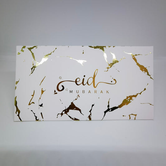 Eid Mubarak Money Envelope (White Marble) - 10 Pack