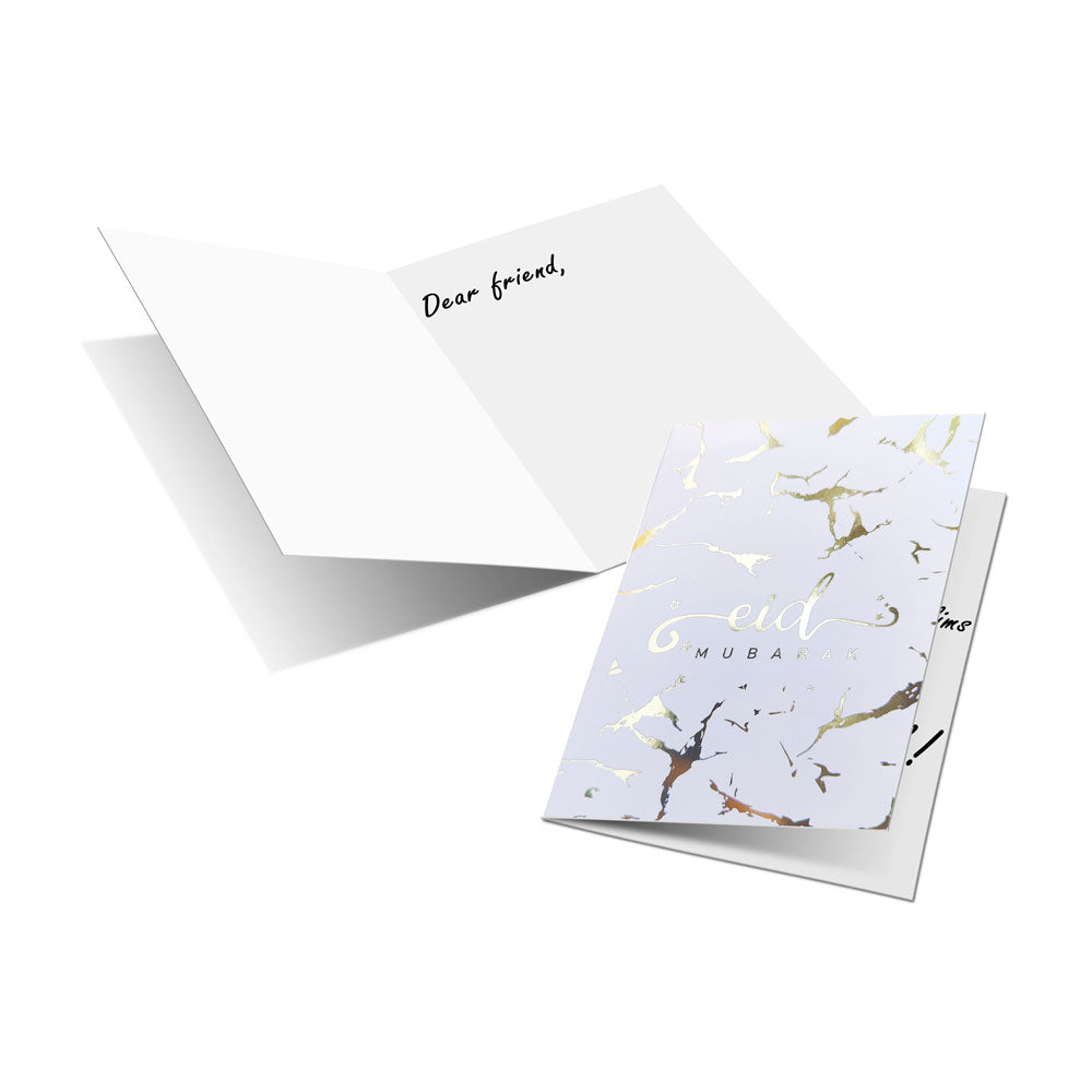 Eid Greeting Card (White Marble) - 5 Pack