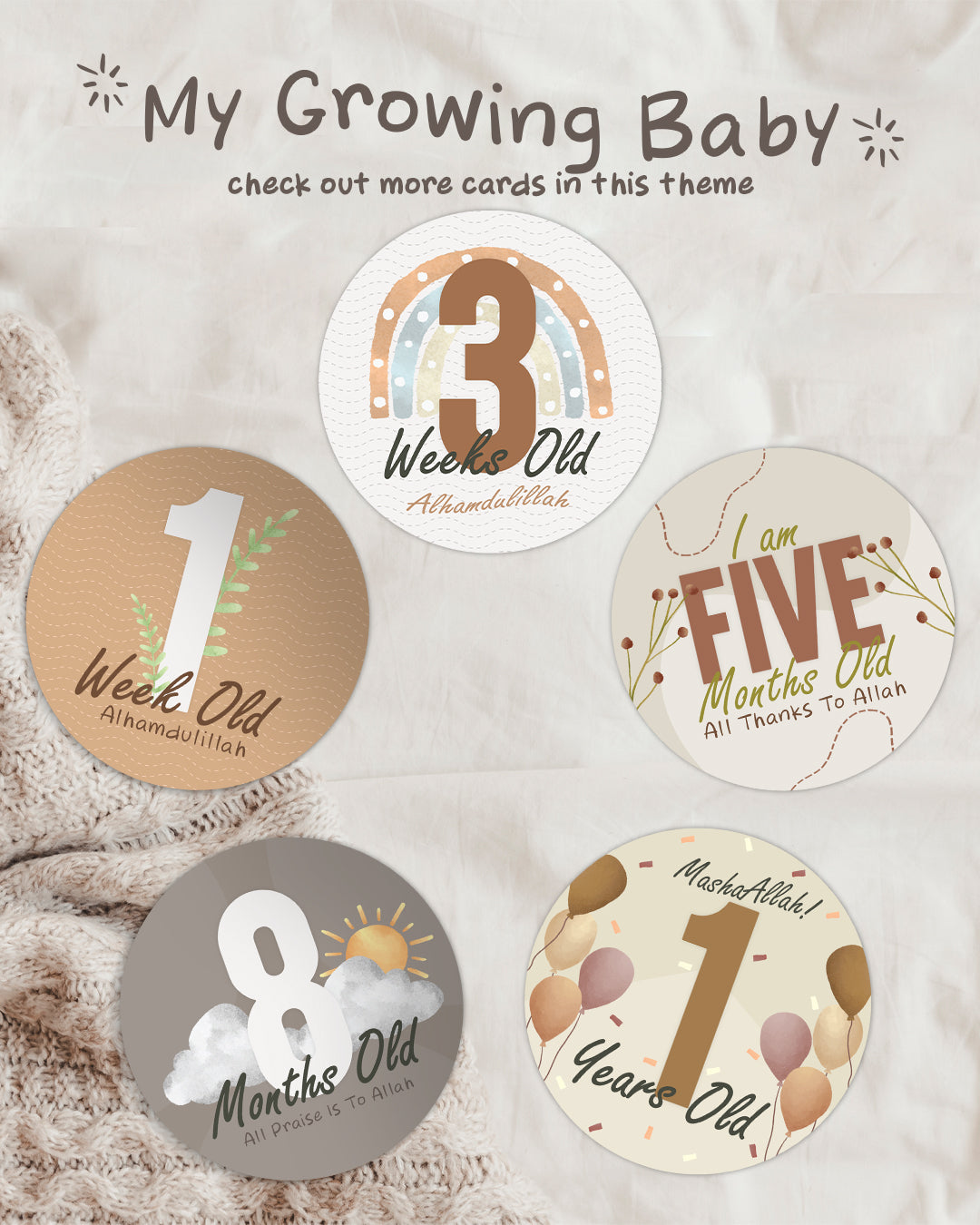 Muslim Baby Milestone Cards