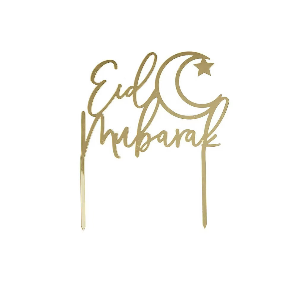 Eid Mubarak Acrylic Gold Cake Topper