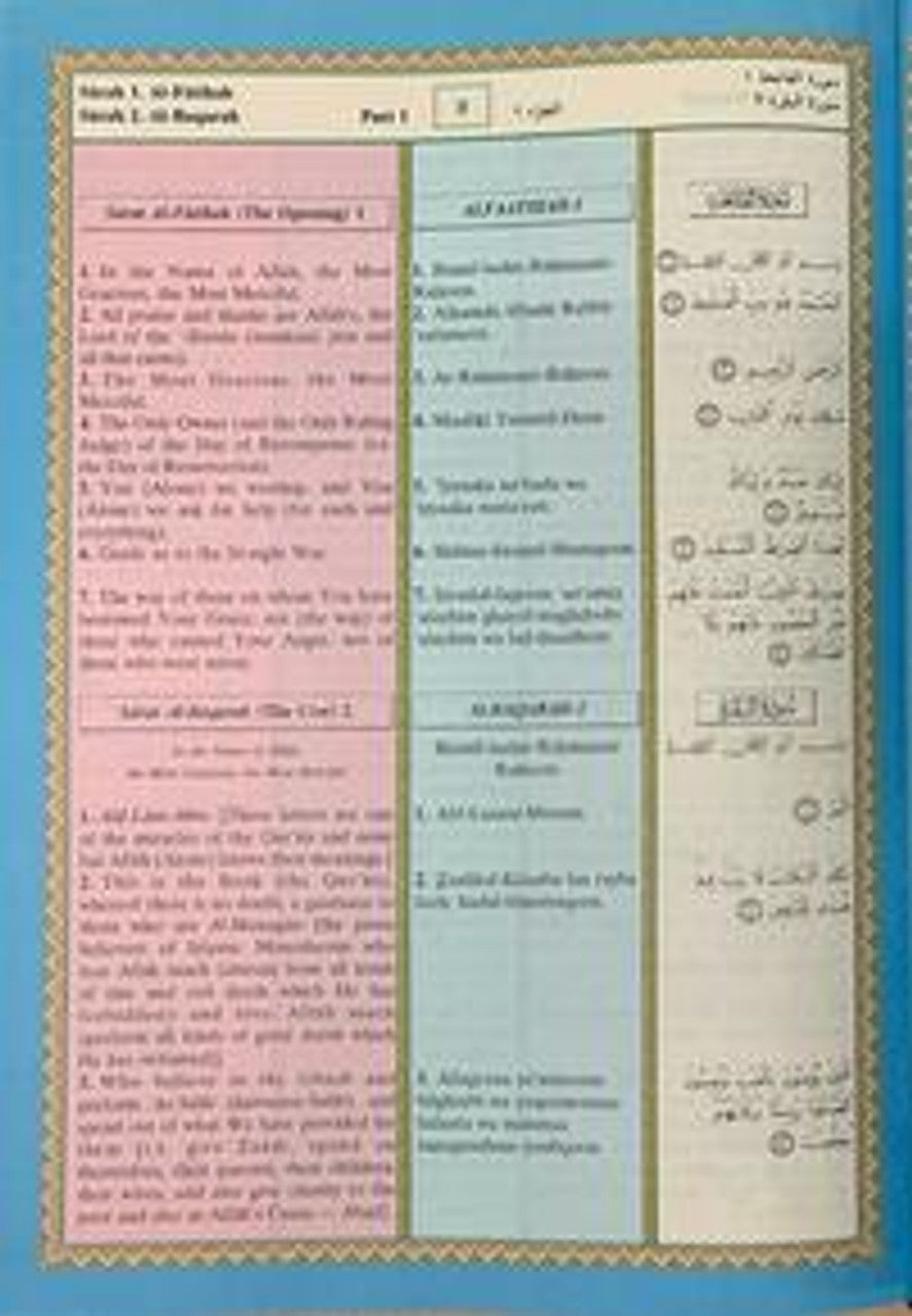 The Noble Quran Rainbow Transliteration in Roman Script