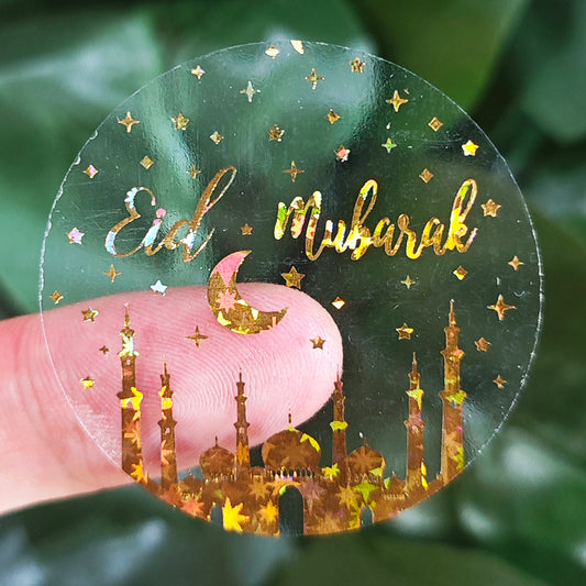 Eid Mubarak Gold Mosque Stickers