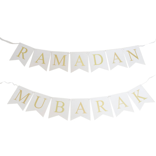 Ramadan Mubarak White Bunting