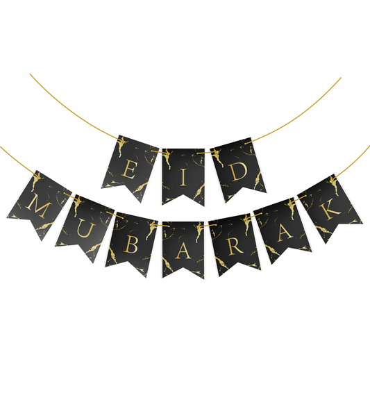 Eid Mubarak Bunting (Black Marble)