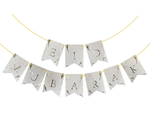 Eid Mubarak Bunting (White Marble)