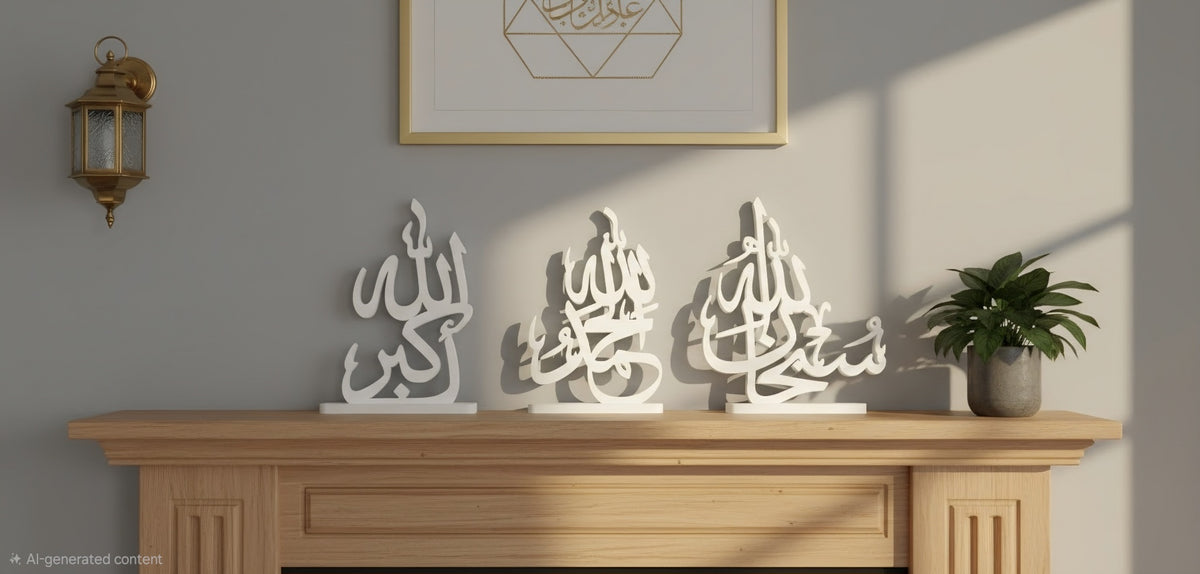 3D Printed Islamic Calligraphy Desk Decor – SubhanAllah, Alhamdulillah, AllahuAkbar