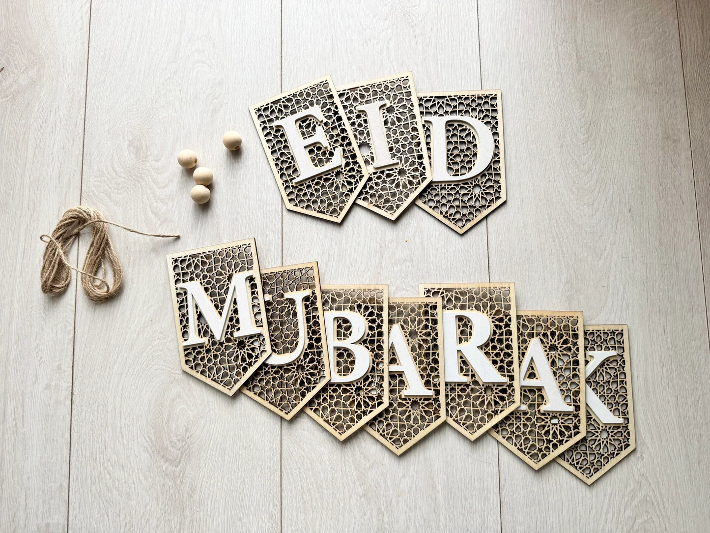 Wooden Eid Mubarak Bunting