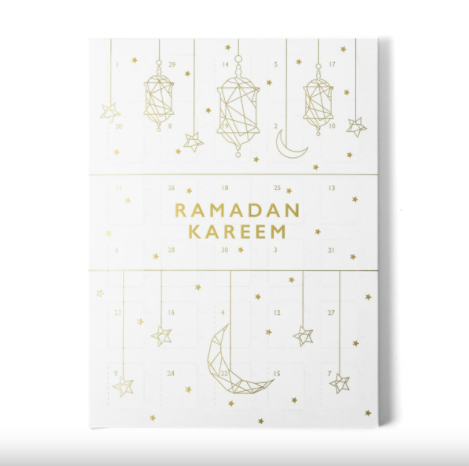 Ramadan Chocolate Countdown Calendar with White Lanterns & Stars