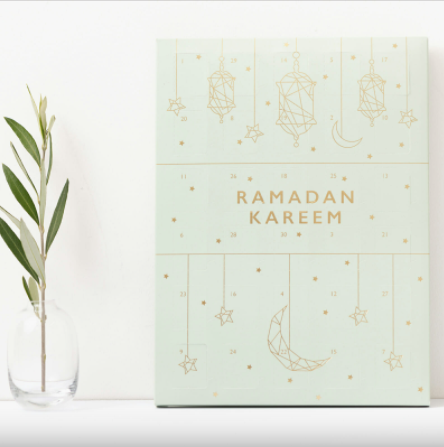 Ramadan Chocolate Countdown Calendar with Green Lanterns & Stars
