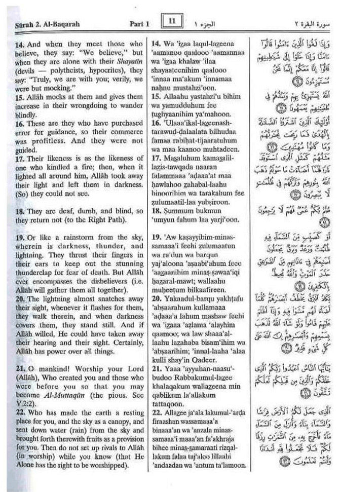Noble Quran with Transliteration in Roman Script
