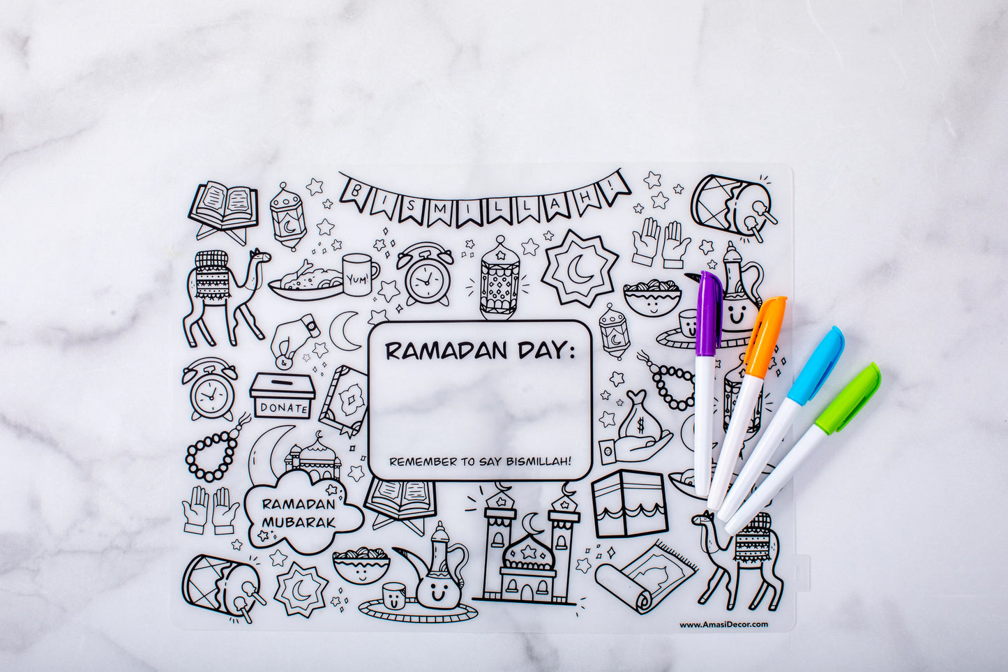 Washable Ramadan Colouring Silicone Placemat